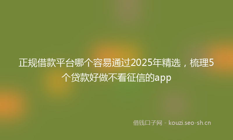 正规借款平台哪个容易通过2025年精选，梳理5个贷款好做不看征信的app