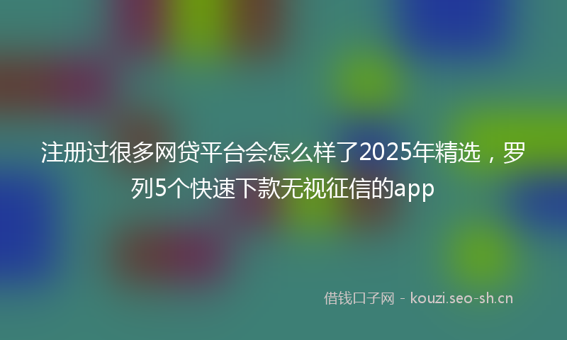 注册过很多网贷平台会怎么样了2025年精选，罗列5个快速下款无视征信的app