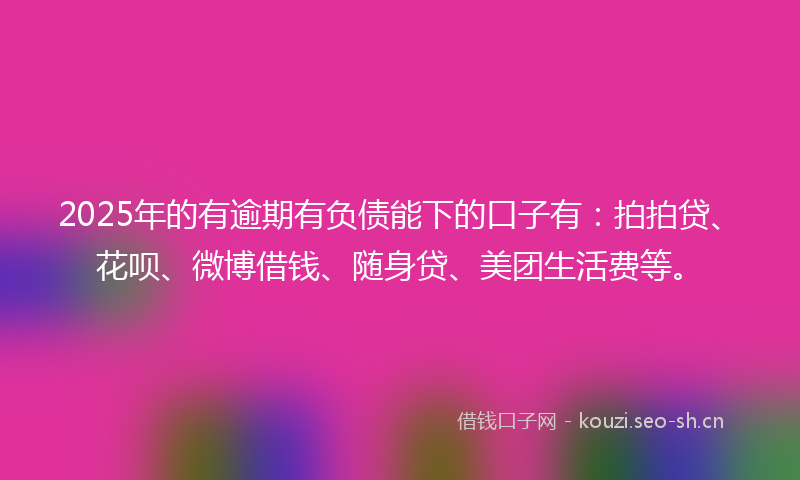 2025年的有逾期有负债能下的口子有：拍拍贷、花呗、微博借钱、随身贷、美团生活费等。