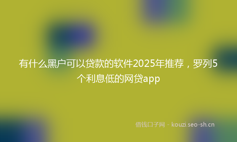 有什么黑户可以贷款的软件2025年推荐，罗列5个利息低的网贷app