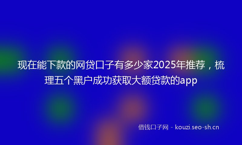 现在能下款的网贷口子有多少家2025年推荐，梳理五个黑户成功获取大额贷款的app