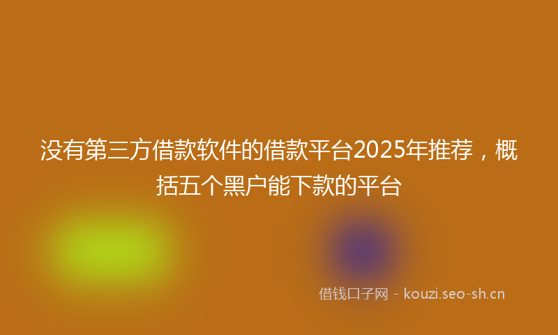 没有第三方借款软件的借款平台2025年推荐，概括五个黑户能下款的平台