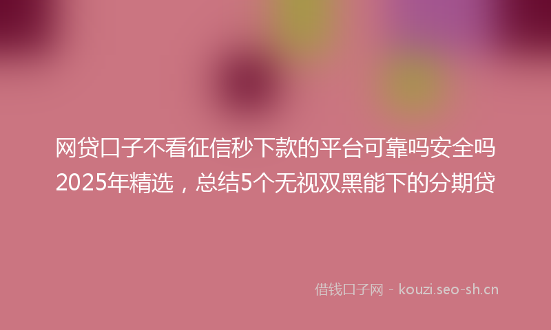 网贷口子不看征信秒下款的平台可靠吗安全吗2025年精选，总结5个无视双黑能下的分期贷