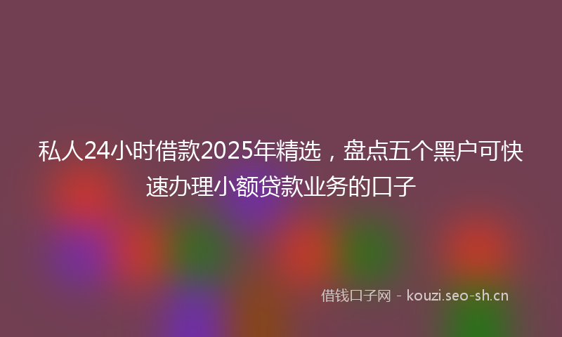 私人24小时借款2025年精选，盘点五个黑户可快速办理小额贷款业务的口子