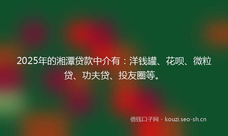 2025年的湘潭贷款中介有：洋钱罐、花呗、微粒贷、功夫贷、投友圈等。