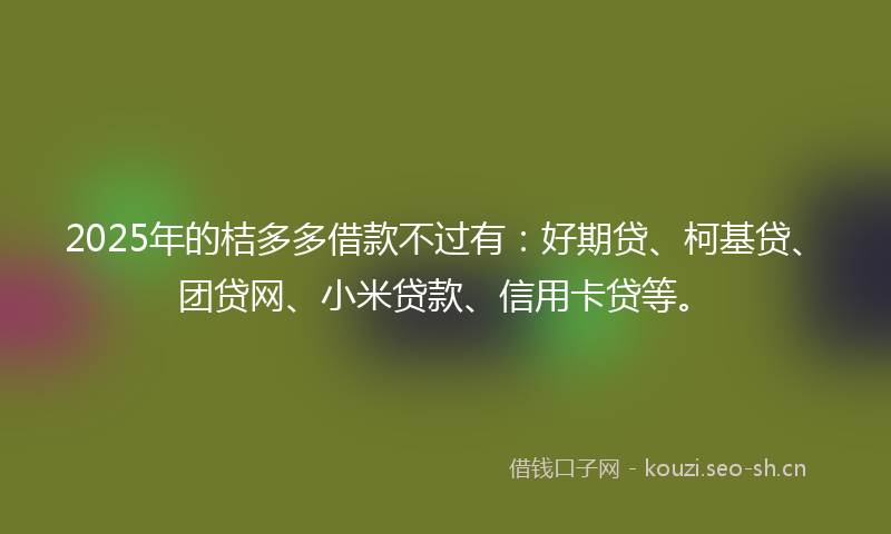 2025年的桔多多借款不过有：好期贷、柯基贷、团贷网、小米贷款、信用卡贷等。