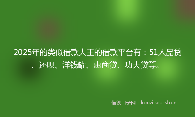 2025年的类似借款大王的借款平台有：51人品贷、还呗、洋钱罐、惠商贷、功夫贷等。