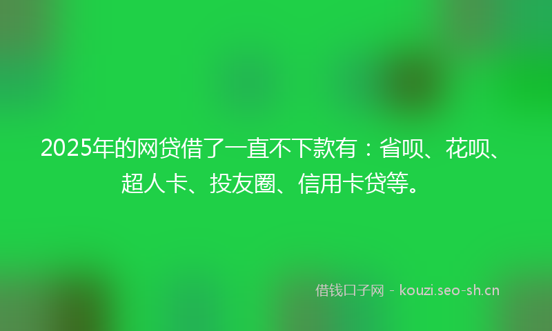 2025年的网贷借了一直不下款有：省呗、花呗、超人卡、投友圈、信用卡贷等。