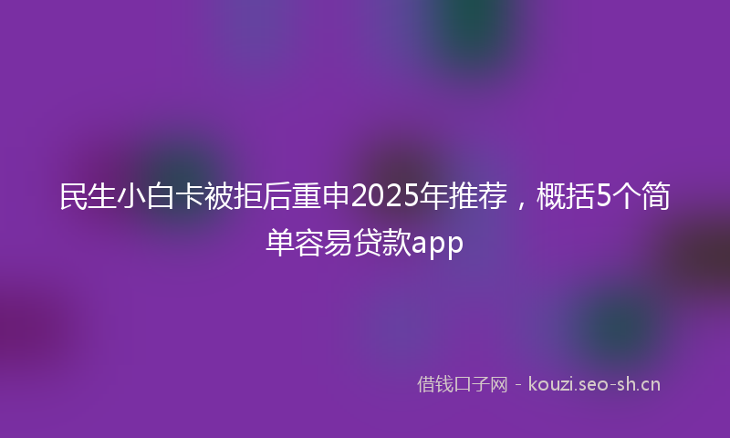 民生小白卡被拒后重申2025年推荐，概括5个简单容易贷款app