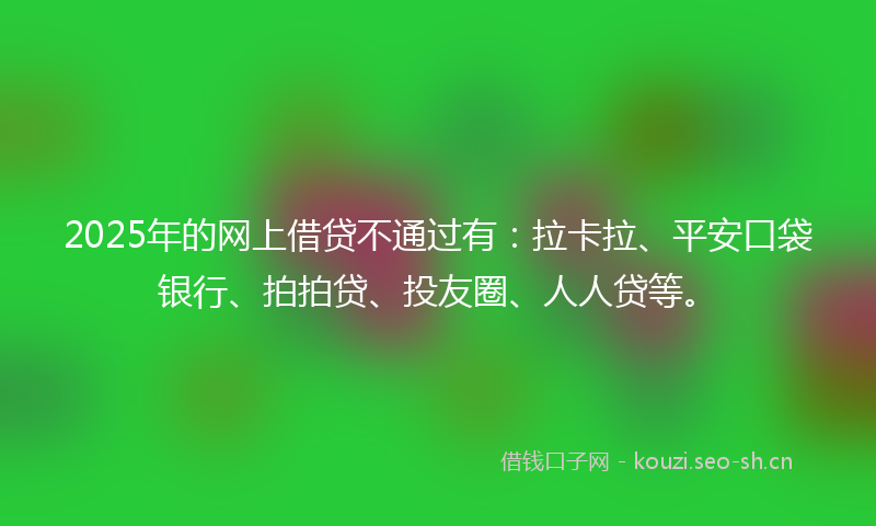 2025年的网上借贷不通过有：拉卡拉、平安口袋银行、拍拍贷、投友圈、人人贷等。