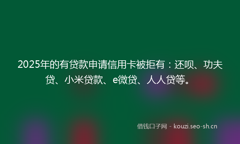 2025年的有贷款申请信用卡被拒有：还呗、功夫贷、小米贷款、e微贷、人人贷等。