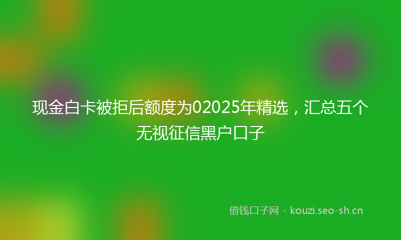现金白卡被拒后额度为02025年精选，汇总五个无视征信黑户口子