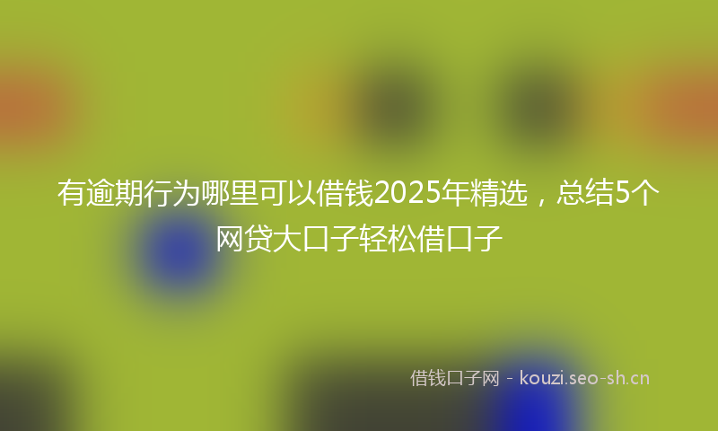 有逾期行为哪里可以借钱2025年精选，总结5个网贷大口子轻松借口子