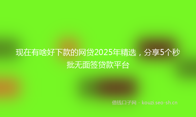 现在有啥好下款的网贷2025年精选，分享5个秒批无面签贷款平台