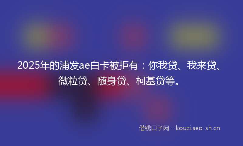 2025年的浦发ae白卡被拒有：你我贷、我来贷、微粒贷、随身贷、柯基贷等。
