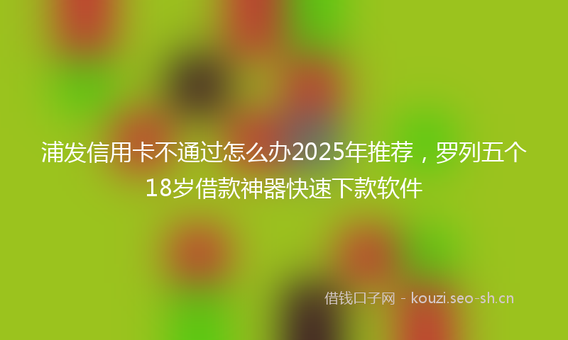 浦发信用卡不通过怎么办2025年推荐，罗列五个18岁借款神器快速下款软件