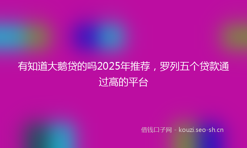 有知道大鹅贷的吗2025年推荐，罗列五个贷款通过高的平台