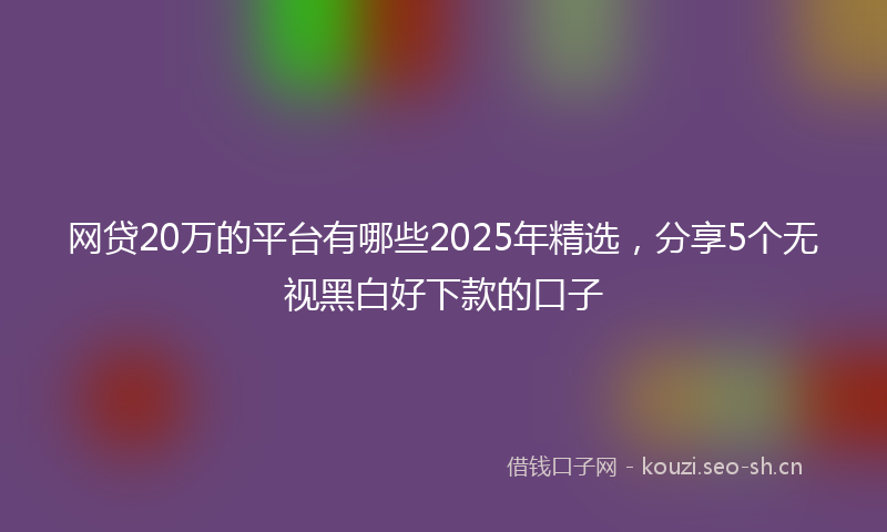 网贷20万的平台有哪些2025年精选，分享5个无视黑白好下款的口子