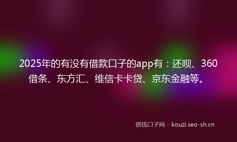 2025年的有没有借款口子的app有：还呗、360借条、东方汇、维信卡卡贷、京东金融等。