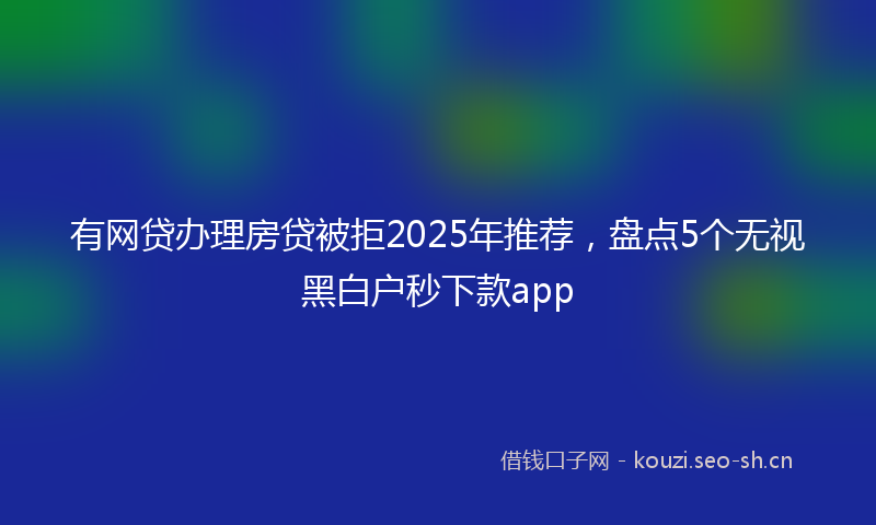 有网贷办理房贷被拒2025年推荐，盘点5个无视黑白户秒下款app