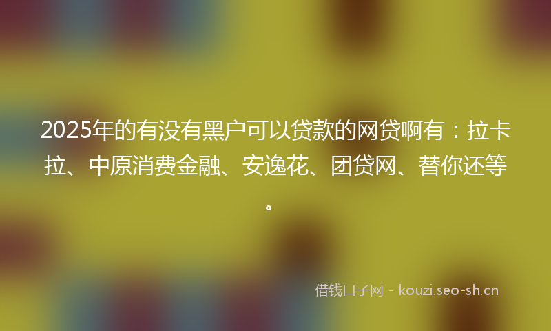 2025年的有没有黑户可以贷款的网贷啊有：拉卡拉、中原消费金融、安逸花、团贷网、替你还等。