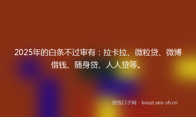 2025年的白条不过审有:拉卡拉、微粒贷、微博借钱、随身贷、人人贷等。