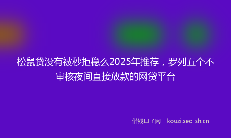 松鼠贷没有被秒拒稳么2025年推荐，罗列五个不审核夜间直接放款的网贷平台