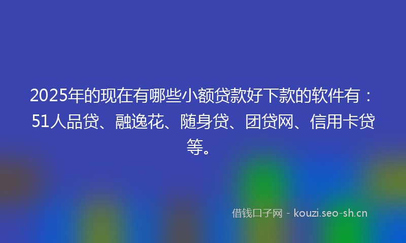 2025年的现在有哪些小额贷款好下款的软件有：51人品贷、融逸花、随身贷、团贷网、信用卡贷等。