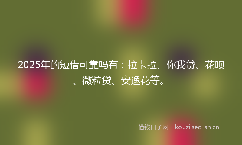 2025年的短借可靠吗有：拉卡拉、你我贷、花呗、微粒贷、安逸花等。