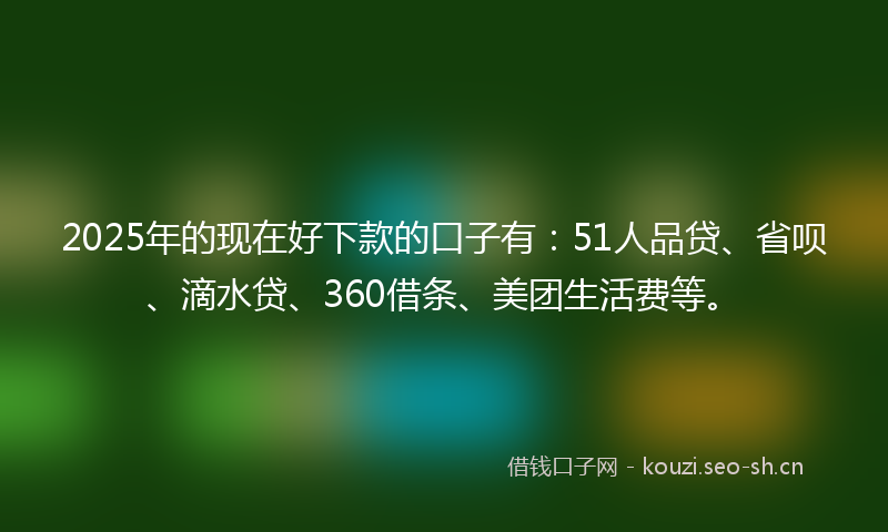 2025年的现在好下款的口子有：51人品贷、省呗、滴水贷、360借条、美团生活费等。