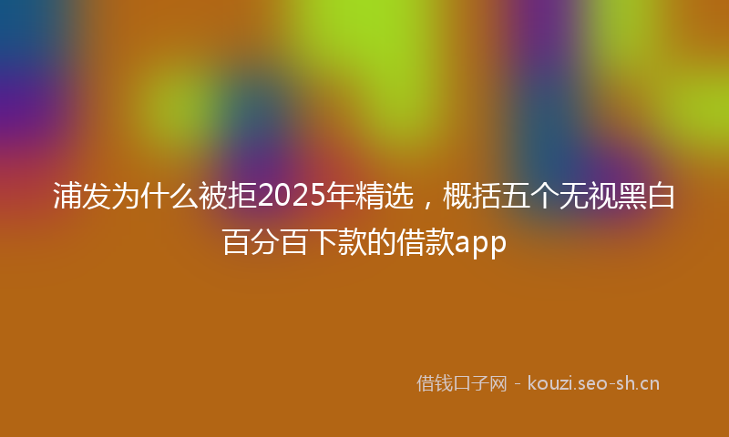浦发为什么被拒2025年精选，概括五个无视黑白百分百下款的借款app