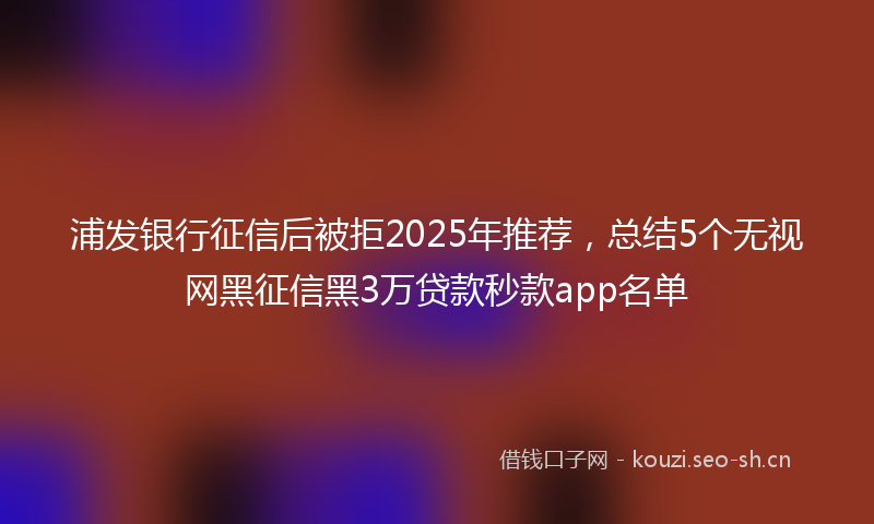 浦发银行征信后被拒2025年推荐，总结5个无视网黑征信黑3万贷款秒款app名单