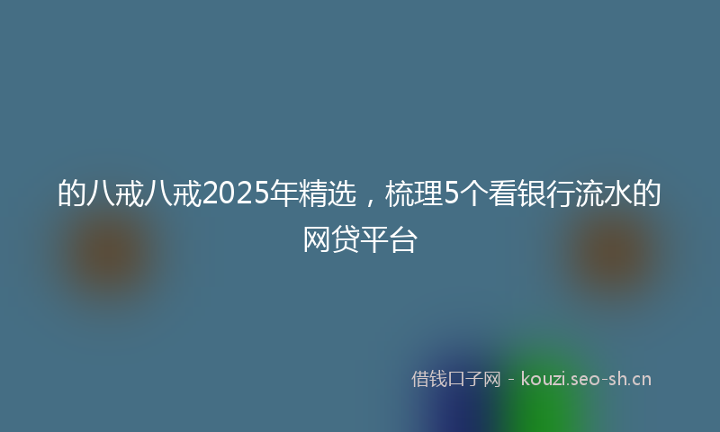 的八戒八戒2025年精选，梳理5个看银行流水的网贷平台
