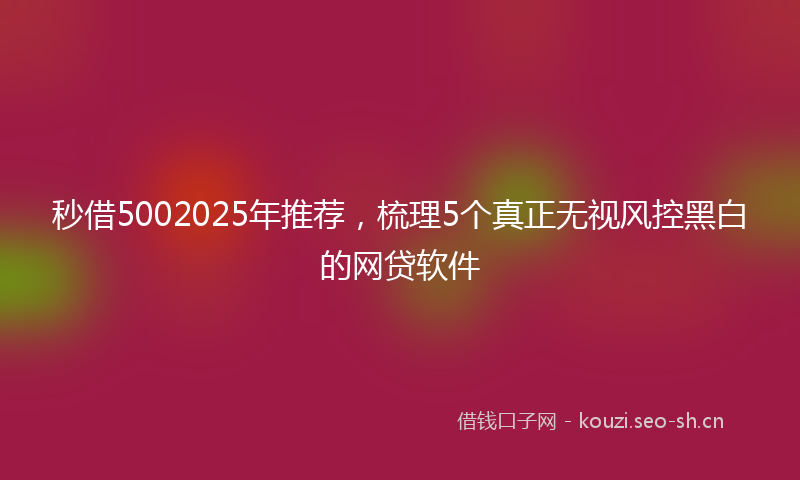 秒借5002025年推荐，梳理5个真正无视风控黑白的网贷软件