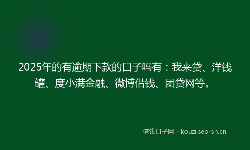 2025年的有逾期下款的口子吗有：我来贷、洋钱罐、度小满金融、微博借钱、团贷网等。