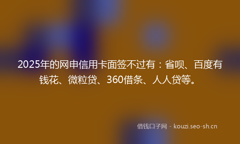 2025年的网申信用卡面签不过有：省呗、百度有钱花、微粒贷、360借条、人人贷等。