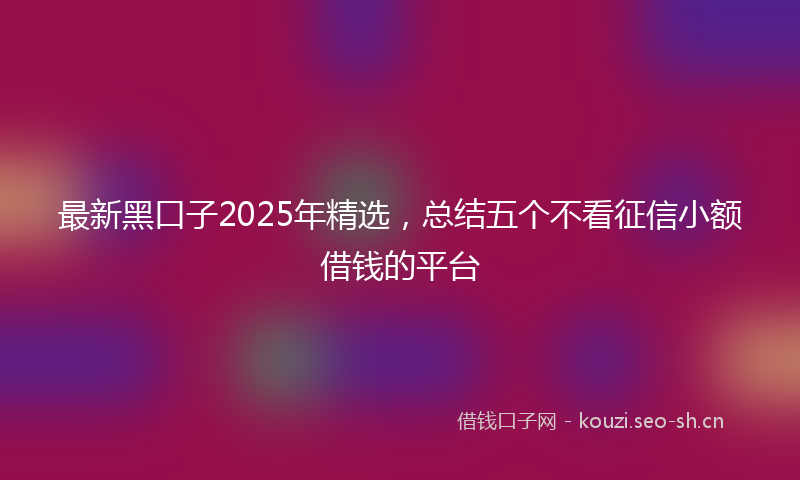 最新黑口子2025年精选，总结五个不看征信小额借钱的平台