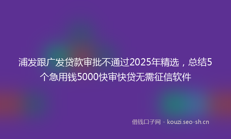 浦发跟广发贷款审批不通过2025年精选，总结5个急用钱5000快审快贷无需征信软件