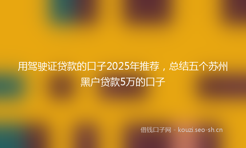 用驾驶证贷款的口子2025年推荐，总结五个苏州黑户贷款5万的口子