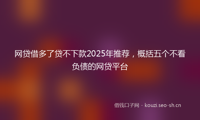 网贷借多了贷不下款2025年推荐，概括五个不看负债的网贷平台