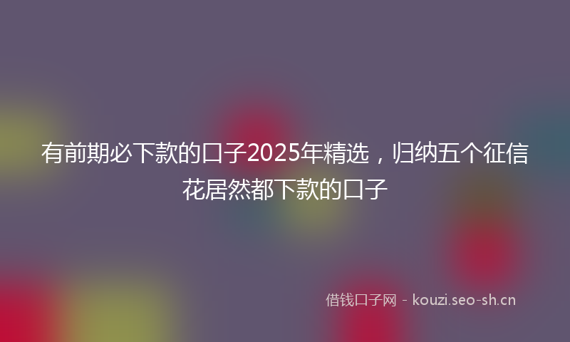 有前期必下款的口子2025年精选，归纳五个征信花居然都下款的口子