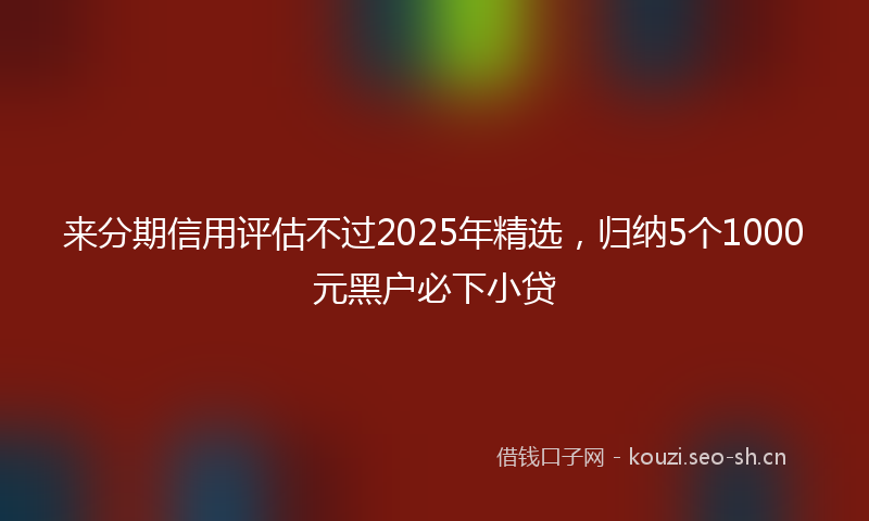 来分期信用评估不过2025年精选，归纳5个1000元黑户必下小贷