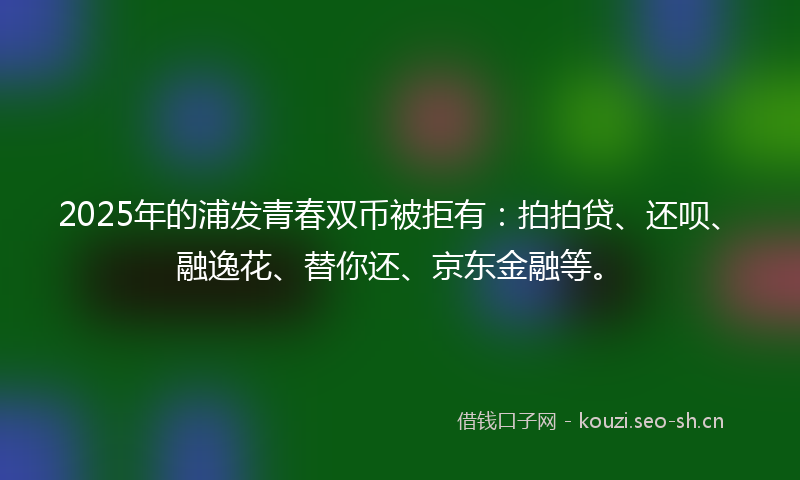 2025年的浦发青春双币被拒有：拍拍贷、还呗、融逸花、替你还、京东金融等。