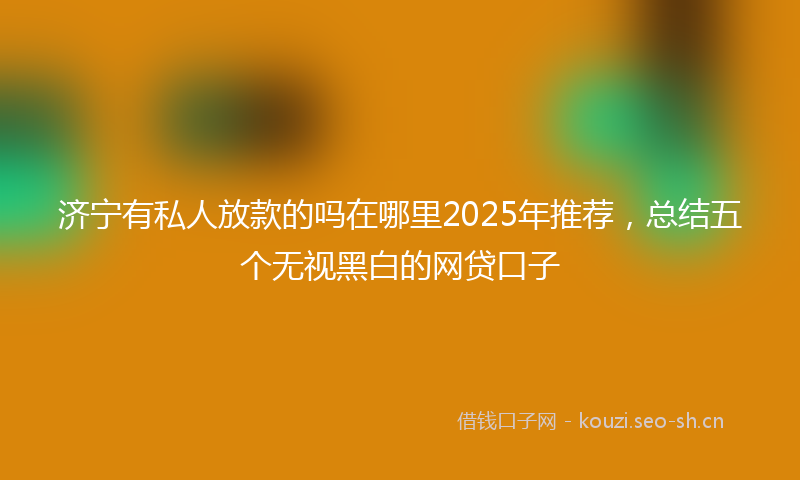 济宁有私人放款的吗在哪里2025年推荐，总结五个无视黑白的网贷口子