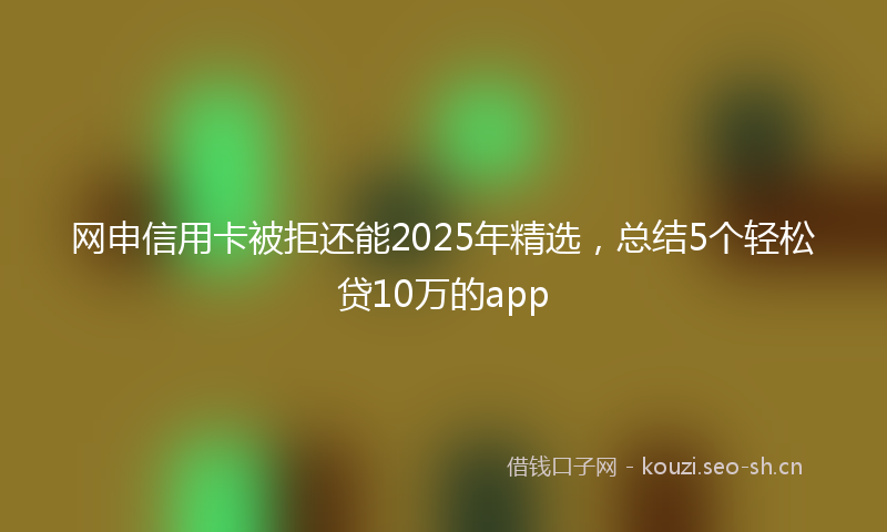网申信用卡被拒还能2025年精选，总结5个轻松贷10万的app