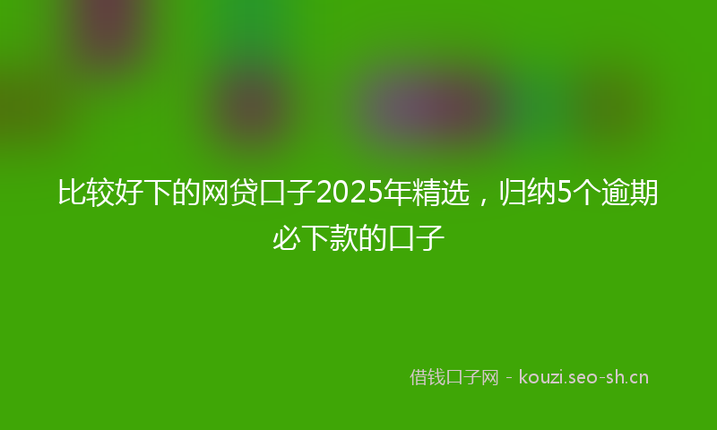 比较好下的网贷口子2025年精选，归纳5个逾期必下款的口子