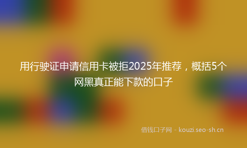 用行驶证申请信用卡被拒2025年推荐，概括5个网黑真正能下款的口子