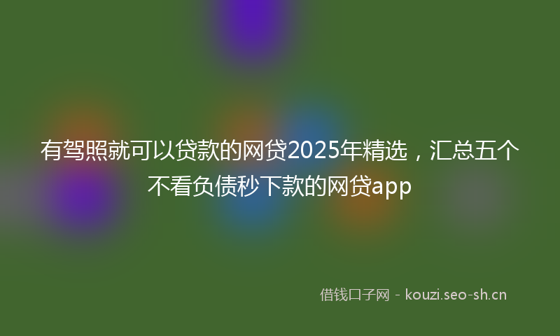 有驾照就可以贷款的网贷2025年精选,汇总五个不看负债秒下款的网贷app
