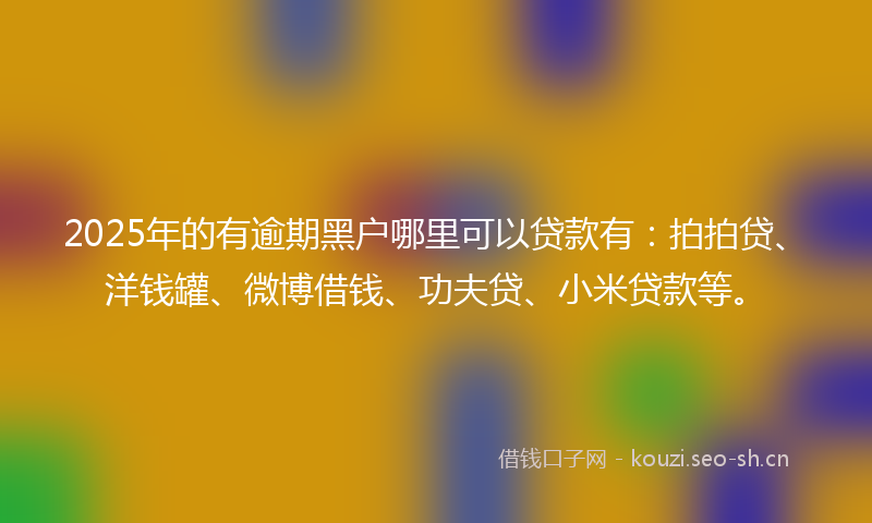 2025年的有逾期黑户哪里可以贷款有：拍拍贷、洋钱罐、微博借钱、功夫贷、小米贷款等。