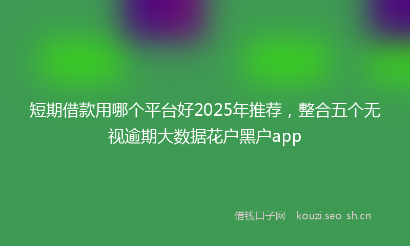 短期借款用哪个平台好2025年推荐，整合五个无视逾期大数据花户黑户app